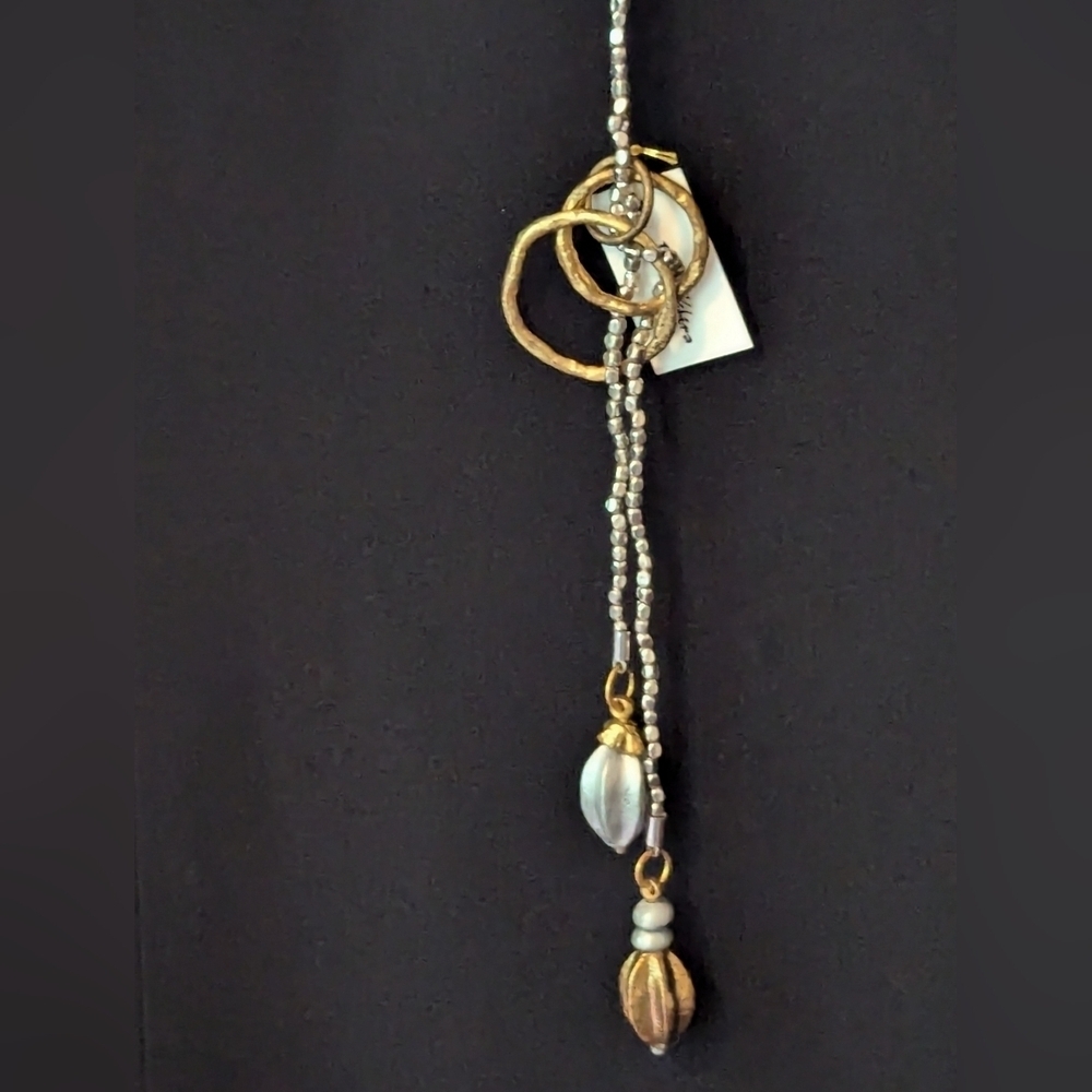 NWT Vance Kitira Necklace gold tone and silvertone 21" Art to Wear Night Out